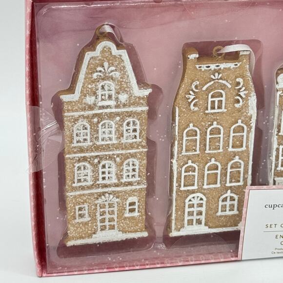 Cupcakes & Cashmere Set of 3 Gingerbread House Christmas Ornaments NEW - Picture 2 of 5